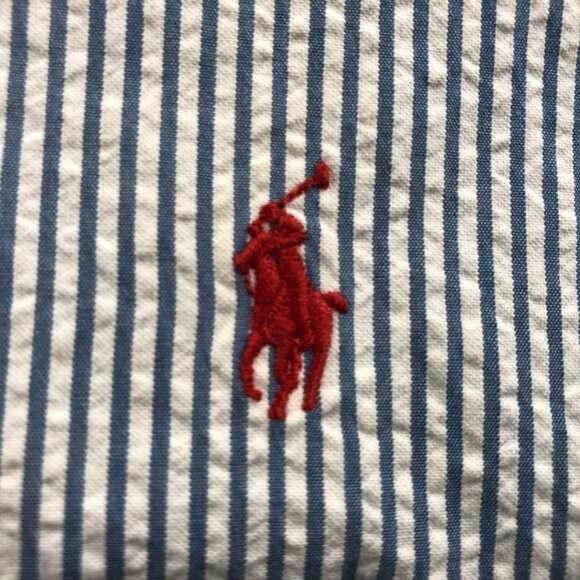 Ralph Lauren Men's Seersucker Shirt Size 3XB Classic Short Sleeve Striped Button - Picture 6 of 10